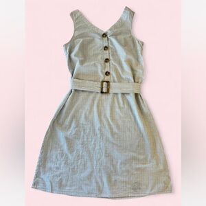 Striped Sleeveless Kids Dress with Belt